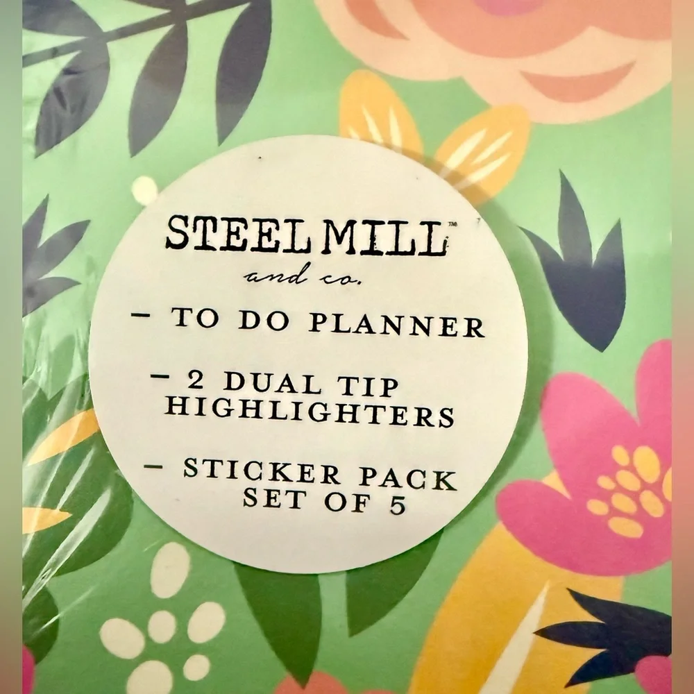 Steel Mill and Co Floral To Do Planner | Dual Tip Highlighters | Sticker Pack
